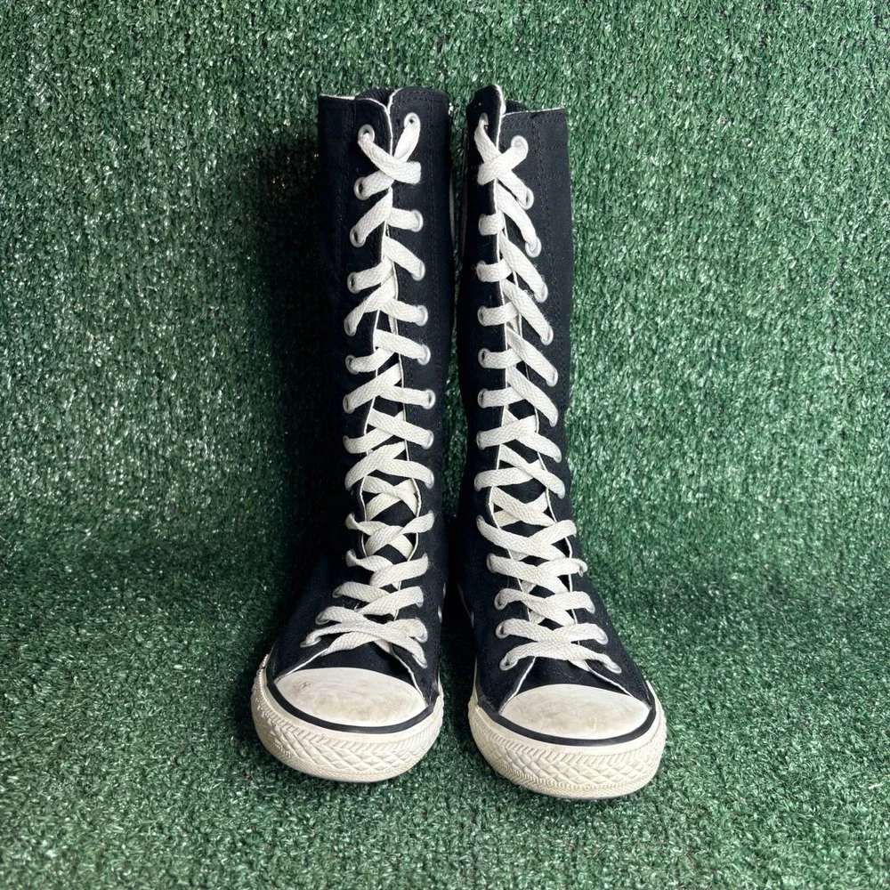 Converse Chuck Taylor XX-Hi Knee High Zip Canvas Emo Goth Sneaker Black Junior 1